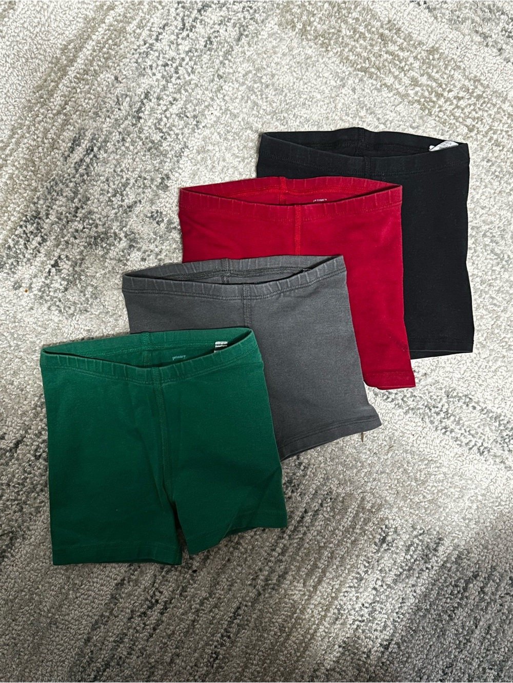 Primary LOT of 4 - Play/Under cotton shorts in Green, Gray, Red & Black